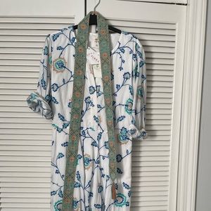 Nimo white and blue stitched dress with matching belt XL NWT never worn